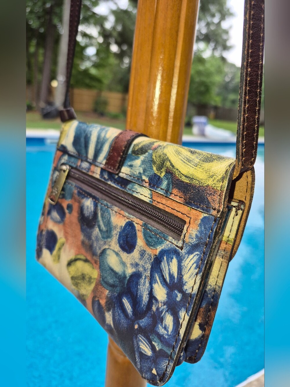 Patricia Nash Floral Crossbody Bag in Blue, Brown, Green - Picture 3 of 6